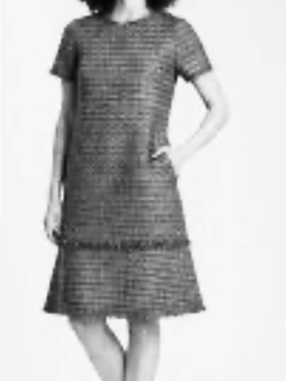 Lafayette 148 New York Black & White Tweed Fringe Mini Dress - Picture 2 of 6